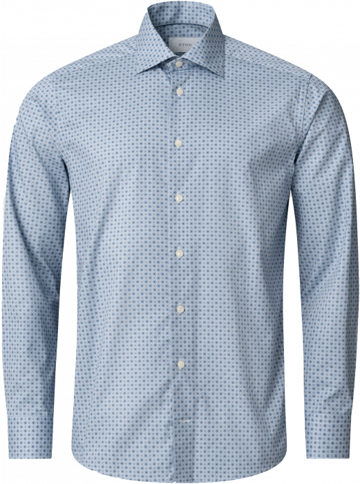 Eton - Herreskjorte Med Mikro-Blomsterprint Slim Fit - Bl&aring;
