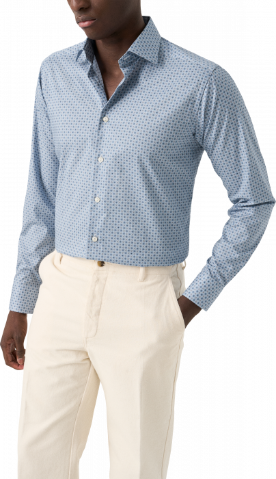 Eton - Herreskjorte Med Mikro-Blomsterprint Slim Fit - Bl&aring;
