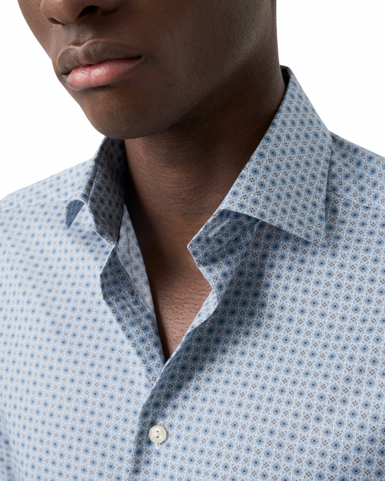 Eton - Herreskjorte Med Mikro-Blomsterprint Slim Fit - Bl&aring;