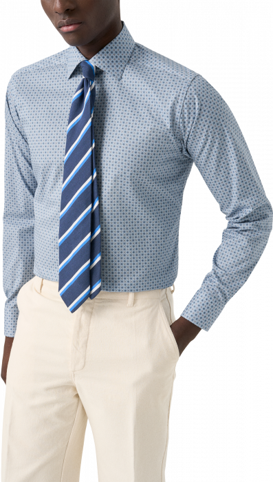 Eton - Herreskjorte Med Mikro-Blomsterprint Slim Fit - Bl&aring;
