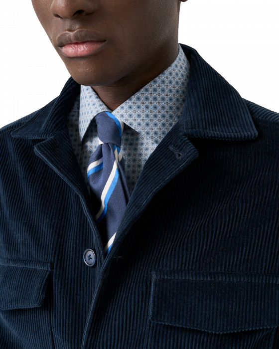 Eton - Herreskjorte Med Mikro-Blomsterprint Slim Fit - Bl&aring;