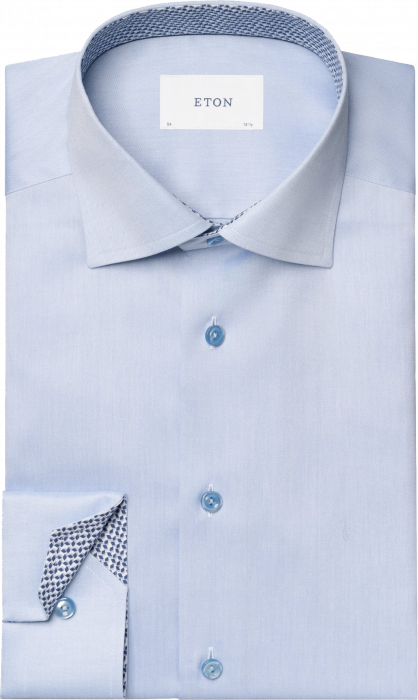 Eton - Lysebl&aring; Geometrisk Effekt Skjorte Slim Fit - Lysebl&aring;