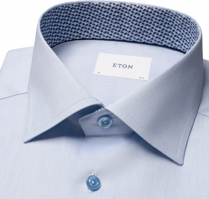 Eton - Lysebl&aring; Geometrisk Effekt Skjorte Slim Fit - Lysebl&aring;