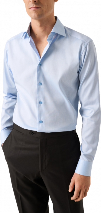 Eton - Lysebl&aring; Geometrisk Effekt Skjorte Slim Fit - Lysebl&aring;