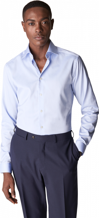 Eton - Signature Twill, Contemporary Fit, Cut Away - Himmelbl&aring;