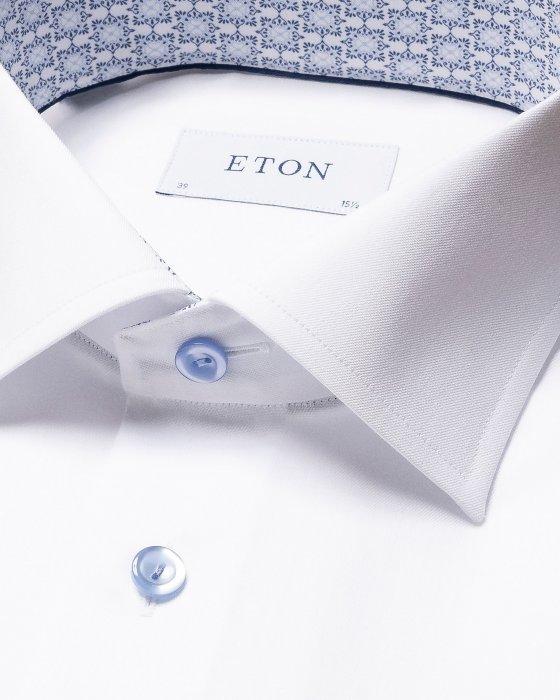 Eton - Hvid Business Skjorte Med M&oslash;nsterdetaljer Slim - Hvid