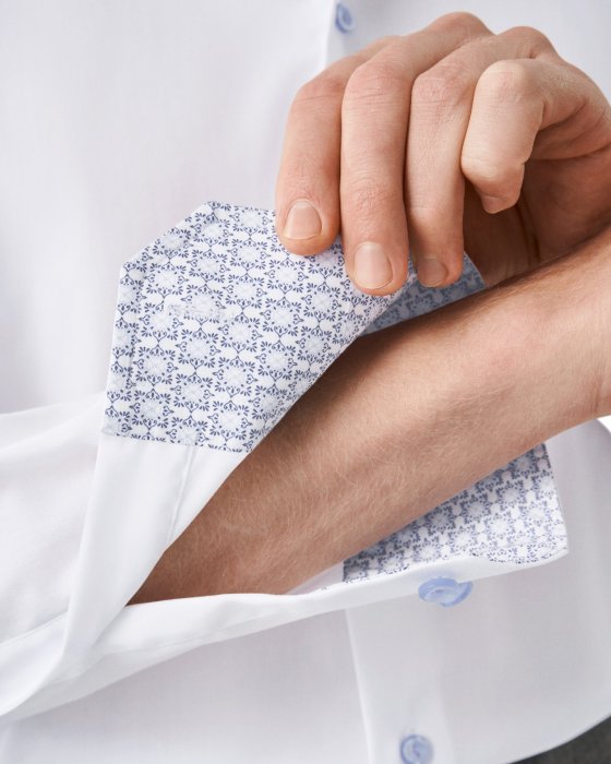 Eton - Hvid Business Skjorte Med M&oslash;nsterdetaljer Slim - Hvid