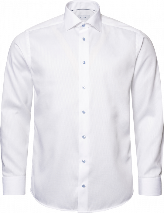 Eton - Hvid Dobby Business Skjorte, Slim Fit, Cut Away - Hvid