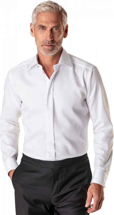 Eton - Hvid Dobby Aftenskjorte, French Cuffs - Hvid