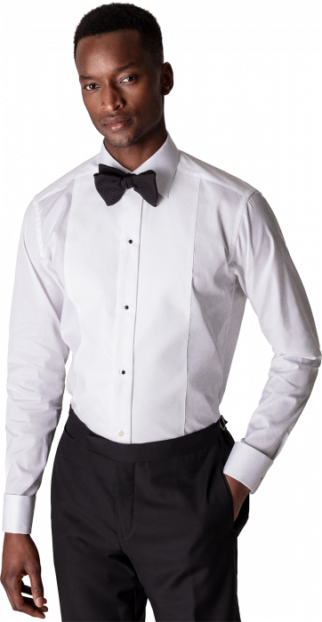 Eton - Hvid Pique Smoking Skjorte, Contemporary - Hvid