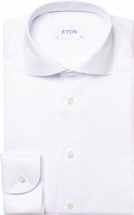Eton - Hvid Twill Skjorte, Wide Spread, Slim Fit - Hvid