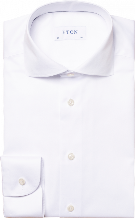Eton - Hvid Twill Skjorte, Wide Spread, Contemporary Fit - Hvid