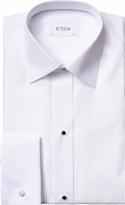 Eton - Hvid Pique Smoking Skjorte, Contemporary - Hvid