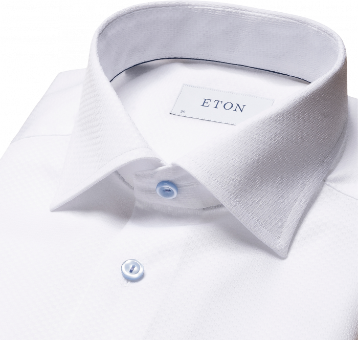 Eton - Hvid Dobby Business Skjorte, Slim Fit, Cut Away - Hvid