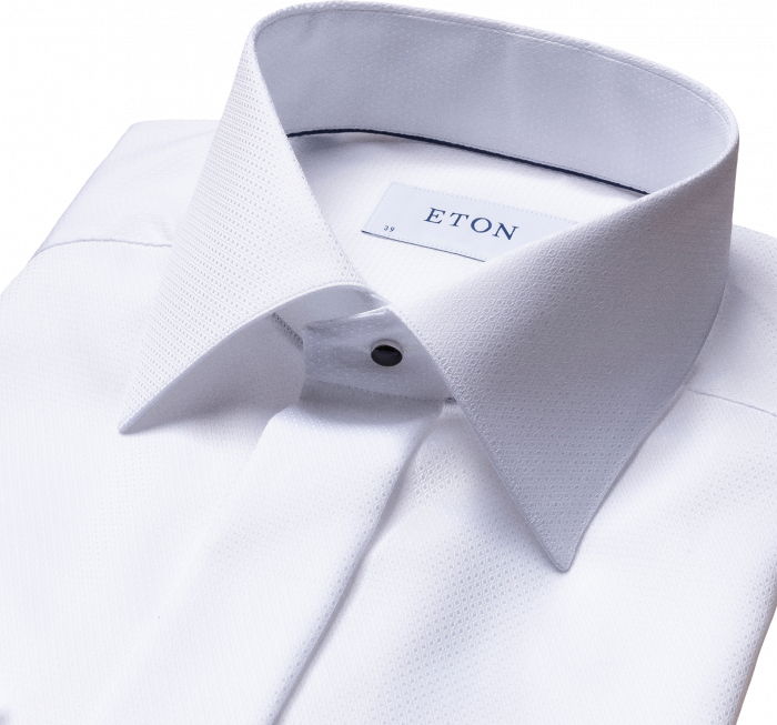 Eton - Hvid Dobby Aftenskjorte, French Cuffs - Hvid
