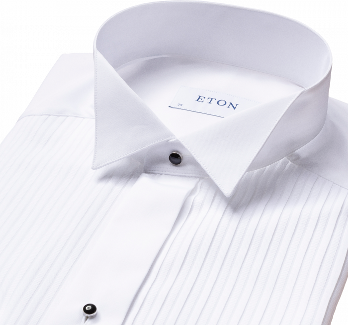 Eton - Hvid Pliss&eacute; Smoking Skjorte, Slim Fit - Hvid