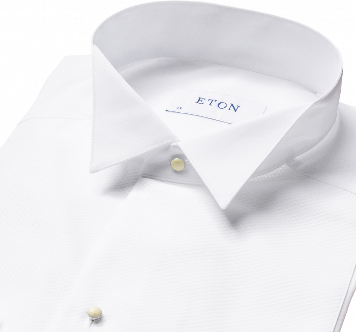 Eton - Hvid Pique White Tie Skjorte, Slim Fit - Hvid