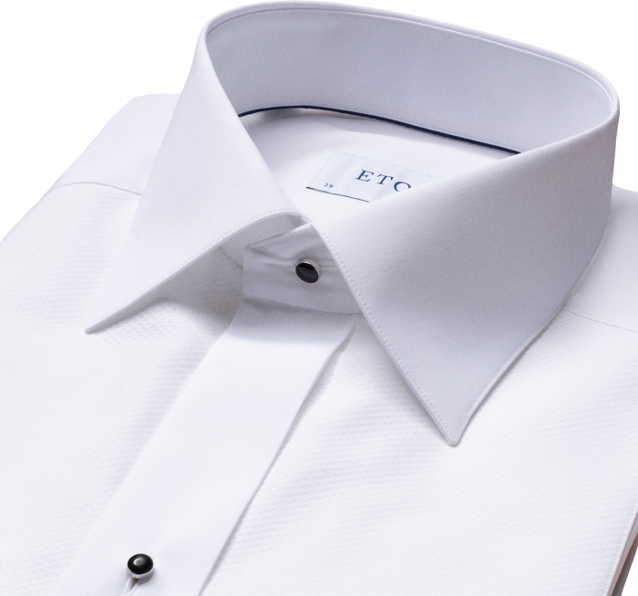 Eton - Hvid Pique Smoking Skjorte, Contemporary - Hvid