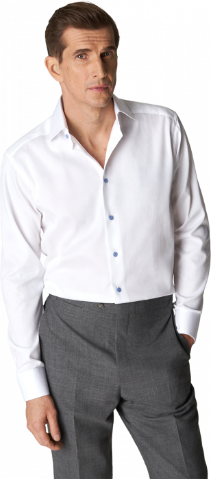 Eton - Hvid Dobby Business Skjorte, Slim Fit, Cut Away - Hvid