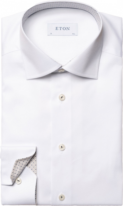 Eton - Hvid Businessskjorte Med Detaljer Slim Fit - Hvid