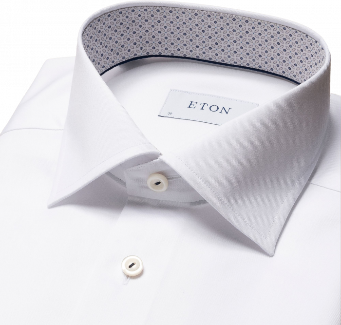 Eton - Hvid Businessskjorte Med Detaljer Contemporary - Hvid