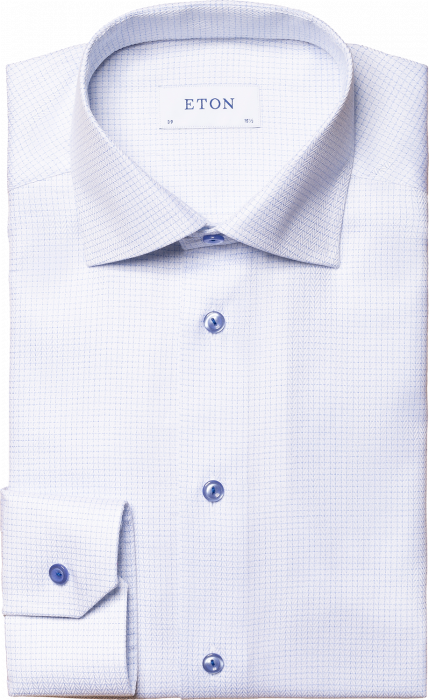 Eton - Business Skjorte Med Tern Detaljer, Contemporary - Lyseblå