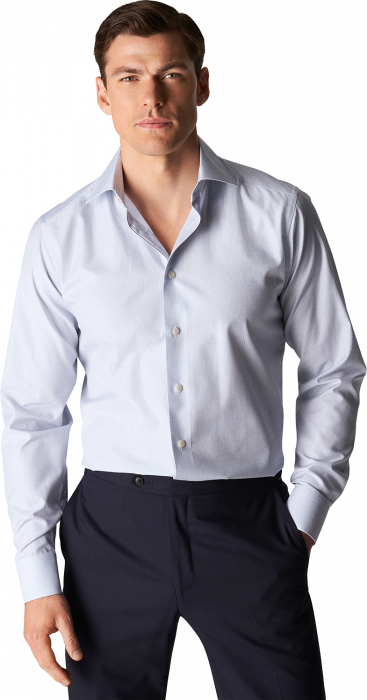 Eton - Lysebl&aring; Business Skjorte Med Tern,  Slim Fit - Lysebl&aring;