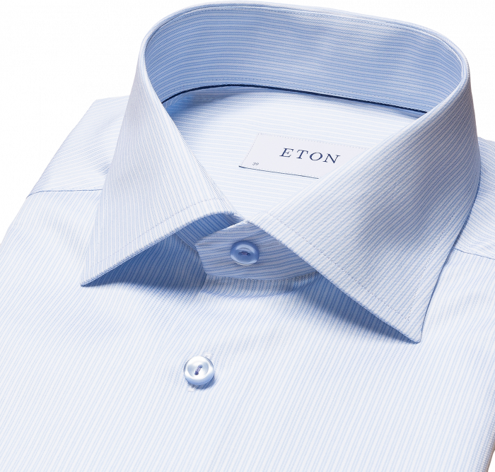 Eton - Lysebl&aring; Dobbelt Stribet Skjorte, Slim Fit - Lysebl&aring;