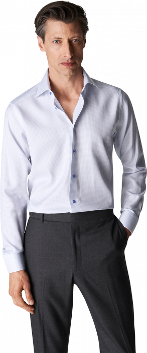 Eton - Business Skjorte Med Tern Detaljer, Slim Fit - Lysebl&aring;