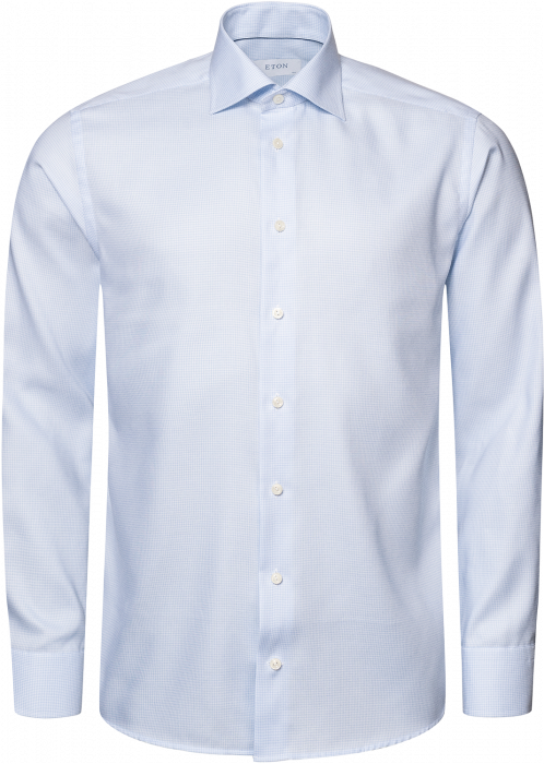 Eton - Lysebl&aring; Houndstooth Business Skjorte, Slim Fit - Lysebl&aring;