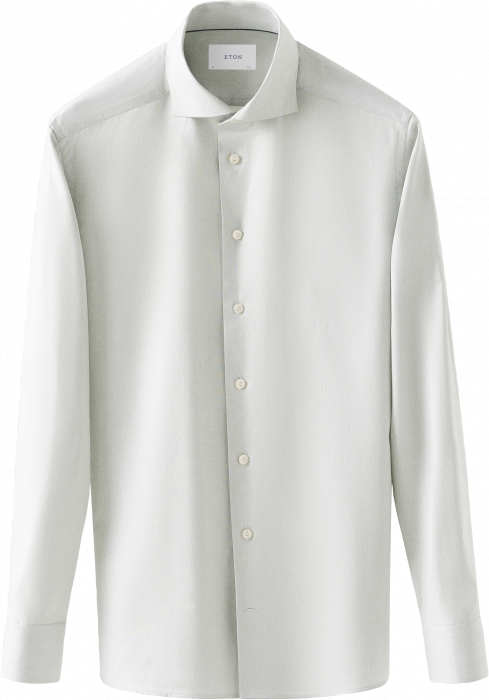 Eton - Melange Fine Twill Business Skjorte Wide Spread - Light Green