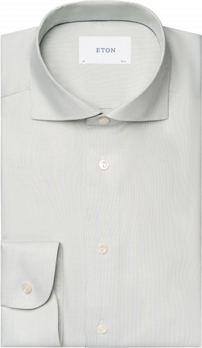 Eton - Melange Fine Twill Business Skjorte Wide Spread - Light Green