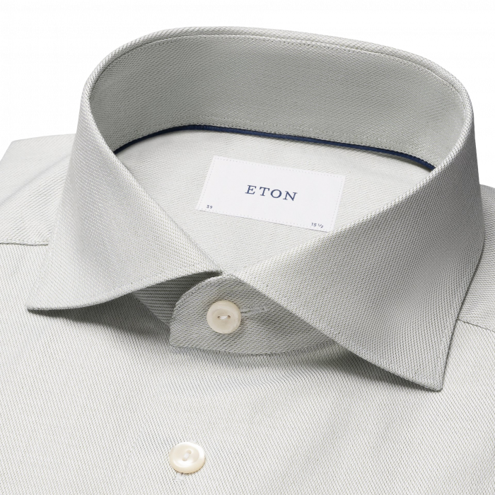 Eton - Melange Fine Twill Business Skjorte Wide Spread - Light Green