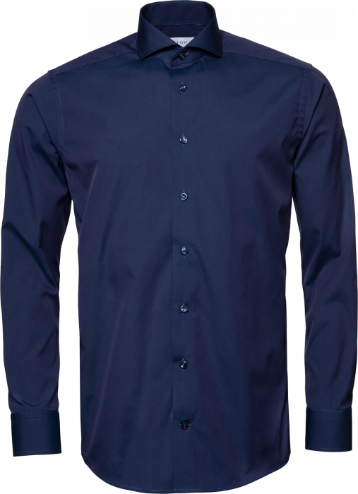 Eton - Navy Poplin Business Skjorte, Extreme Cut Away - Navy