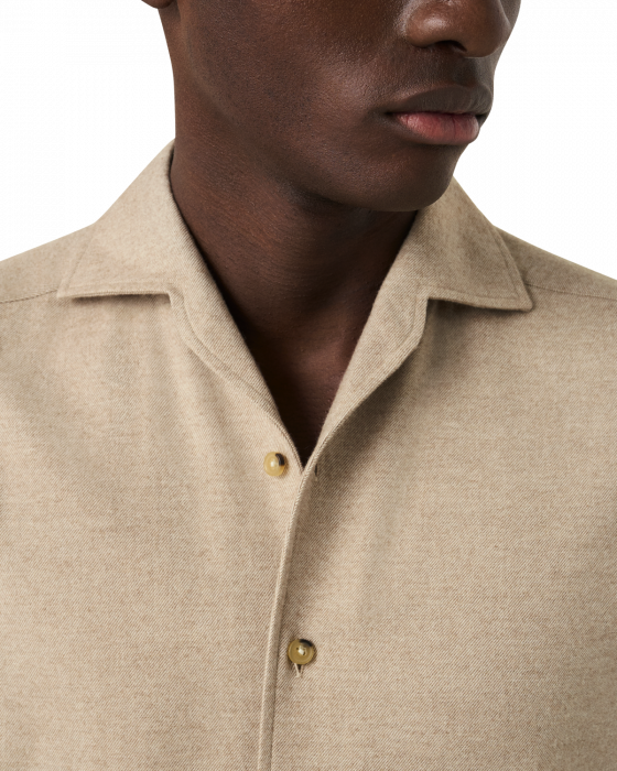 Eton - Flannel Skjorte One Piece Krave Casual Fit - Beige