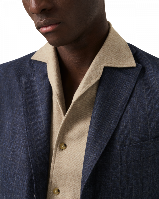 Eton - Flannel Skjorte One Piece Krave Casual Fit - Beige