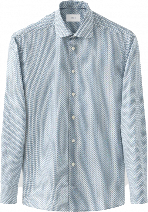 Eton - Lysebl&aring; Skjorte Papeg&oslash;je Print Slim Fit - Lysebl&aring;