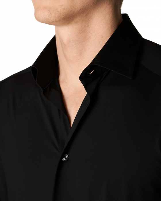 Eton - Four-Way Stretch Businessskjorte, Slim - Sort