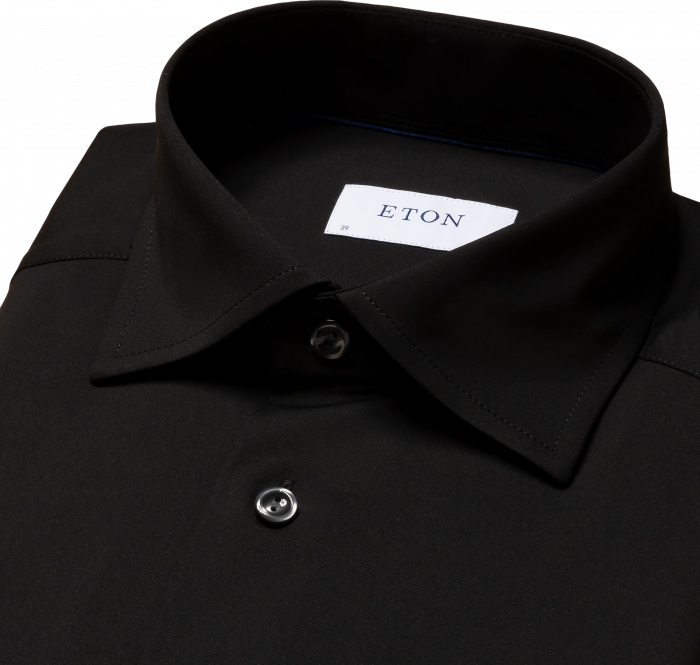 Eton - Four-Way Stretch Businessskjorte, Slim - Sort
