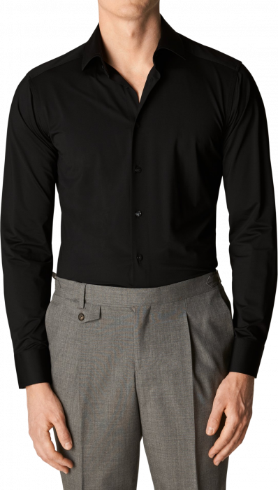 Eton - Four-Way Stretch Businessskjorte, Slim - Sort