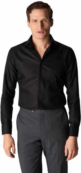 Eton - Textured Twill Slim Fit, Cut Away - Sort