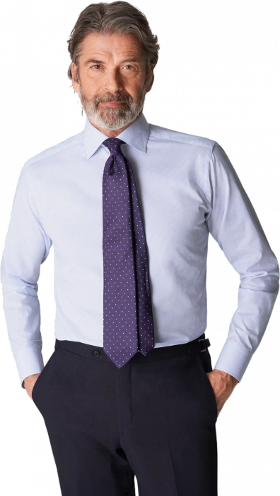 Eton - Lysebl&aring; Stribet Poplin Business Skjorte Slim Fit - Lysebl&aring;