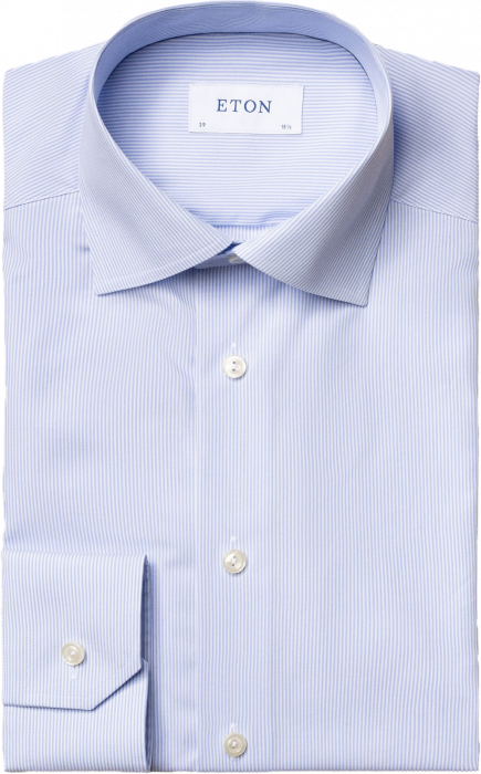 Eton - Lyseblå Stribet Poplin Business Skjorte Slim Fit - Lyseblå