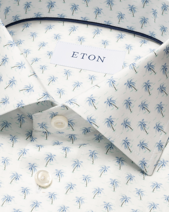 Eton - Palmetr&aelig; M&oslash;nster Business Skjorte - Hvid