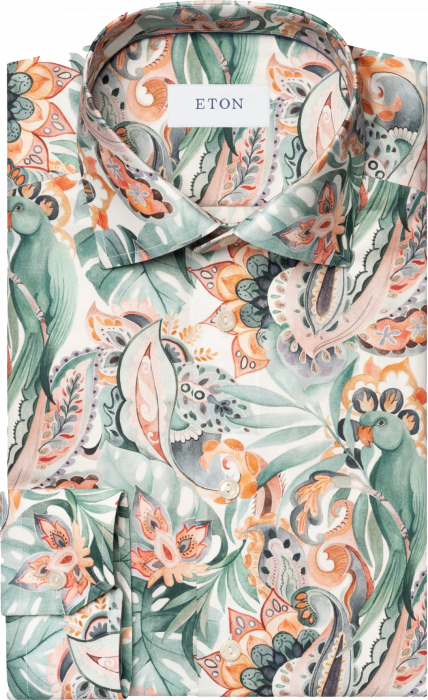Eton - Papeg&oslash;je M&oslash;nster Twill Skjorte Slim Fit - Multi