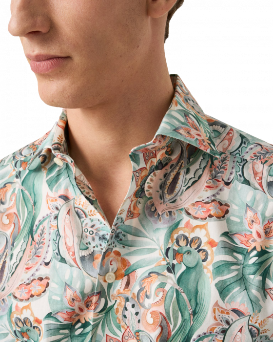Eton - Papeg&oslash;je M&oslash;nster Twill Skjorte Slim Fit - Multi