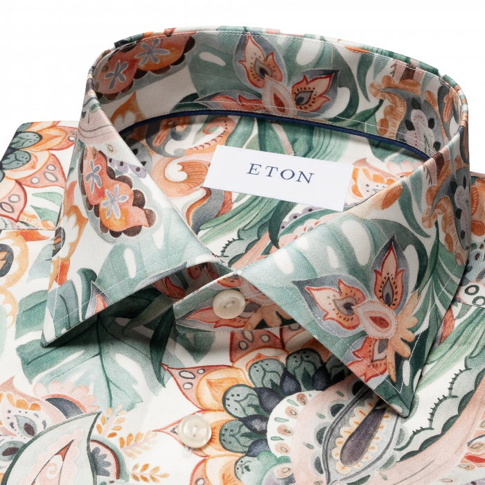 Eton - Papeg&oslash;je M&oslash;nster Twill Skjorte Slim Fit - Multi