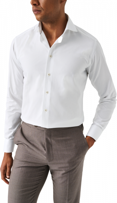 Eton - Semi Solid Dobby Herreskjorte Slim Fit - Hvid