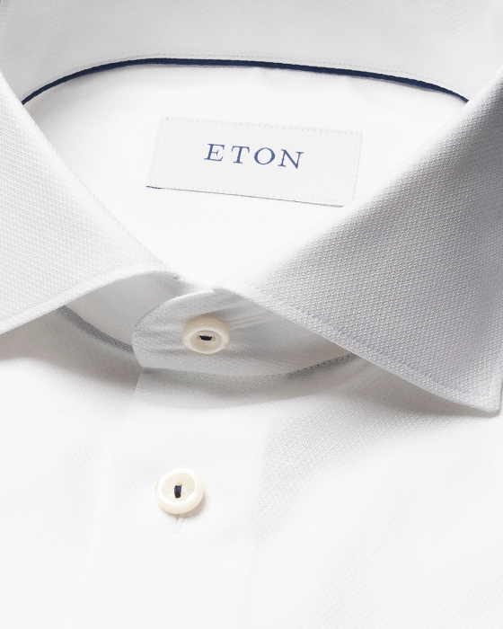Eton - Semi Solid Dobby Herreskjorte Slim Fit - Hvid
