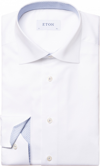 Eton - Hvid Mikro Print Twill Stretch Skjorte Contemp - Hvid